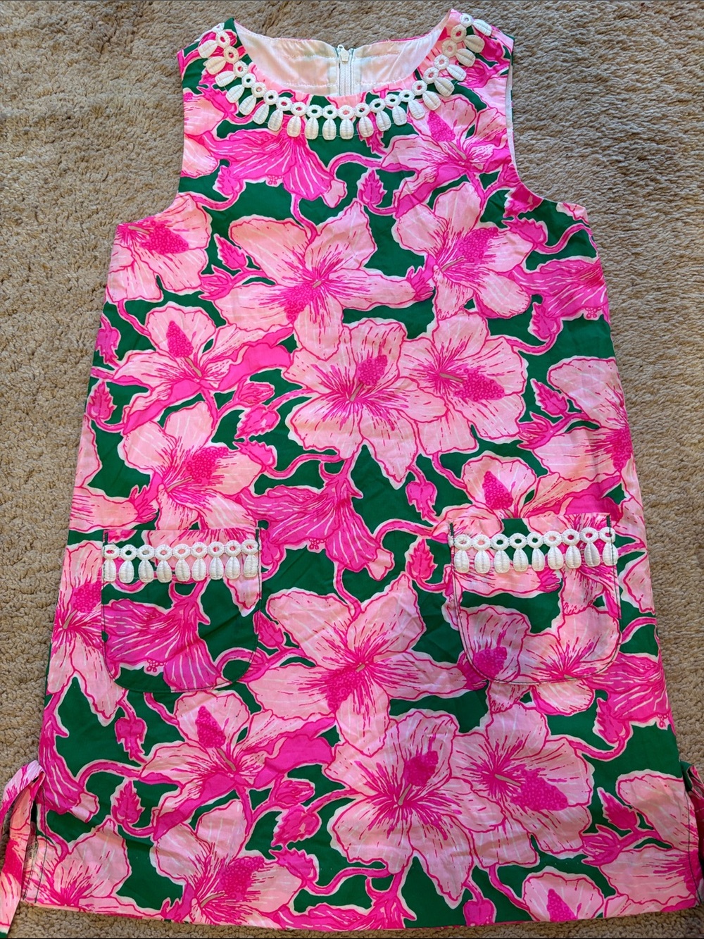 NWOT Lilly Pulitzer Girls Pink & Green Floral Shift Dress 10